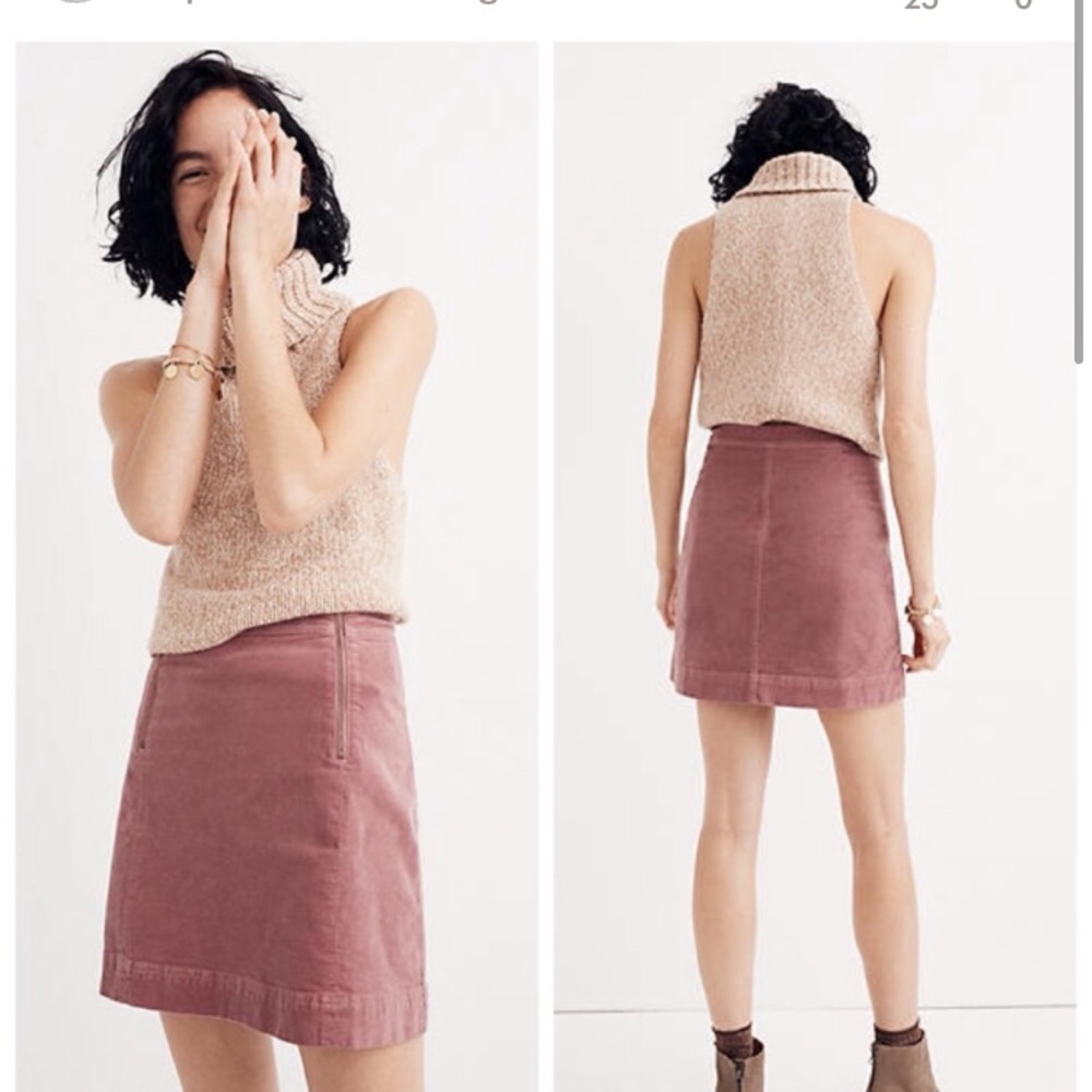 MADEWELL Velveteen Zip Front Skirt